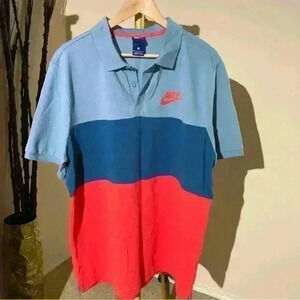 Nike Blue Tag Color Block Men’s Polo. Vintage 90s.